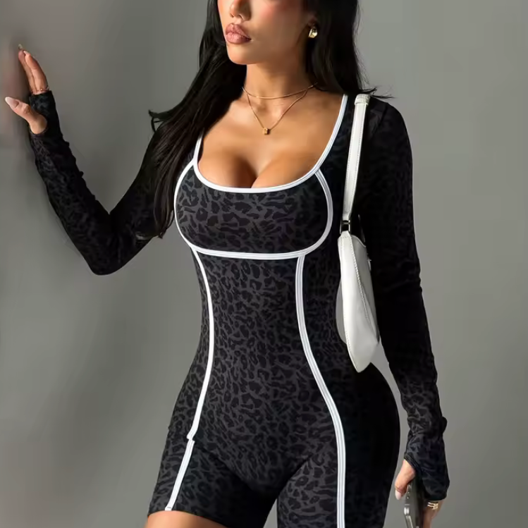 Combinaison de yoga léopard
